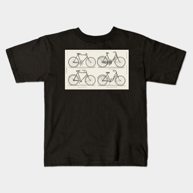 Antique Bicycles Kids T-Shirt by mike11209